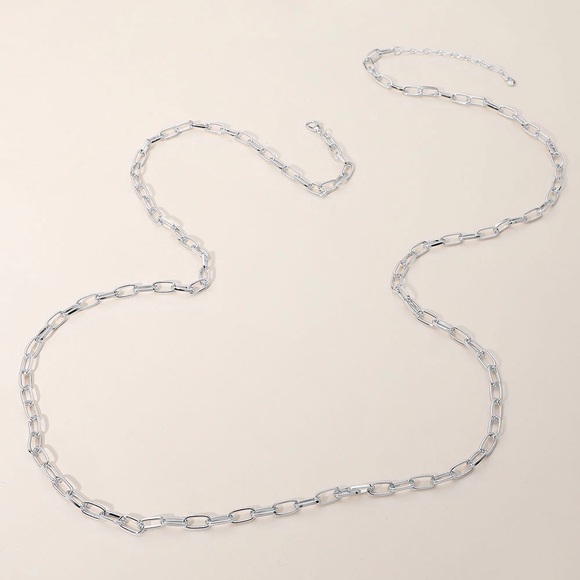 Paperclip Chain Silver Necklace 48” Long - Picture 5 of 5